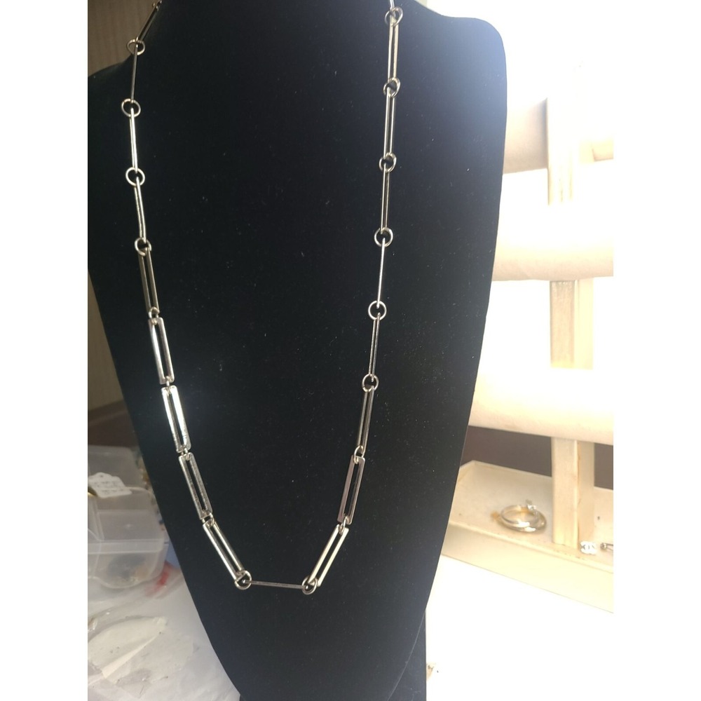 Vintage NY Silver-Tone Chunky Chain Necklace Signed